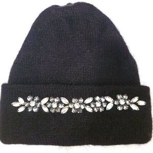 Val Gardena Beaded Beanie Hat Black